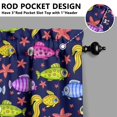thumbnail image 4 of Kitchen Curtains 24 Inch Short - 3 Panel Set, Nautical Starfish Beach Seashell Mermaid Theme, Rod Pocket Window Curtain for Tropical Farmhouse, Easy Wash, 4 of 4