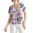 thumbnail image 2 of NAMTYQX Trendy Tops for Women 2025 Short Sleeve Baggy Light Casual Trendy Button Down Open Front Soft Plus Size V Neck Light Pink Size XL, 2 of 5