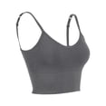 thumbnail image 3 of Spencer Women's Cami Bra Padded Bralettes Seamless Sports Bra Spaghetti Strap Bra Top Solid Bandeau Yoga Workout Tank "Gray", 3 of 11