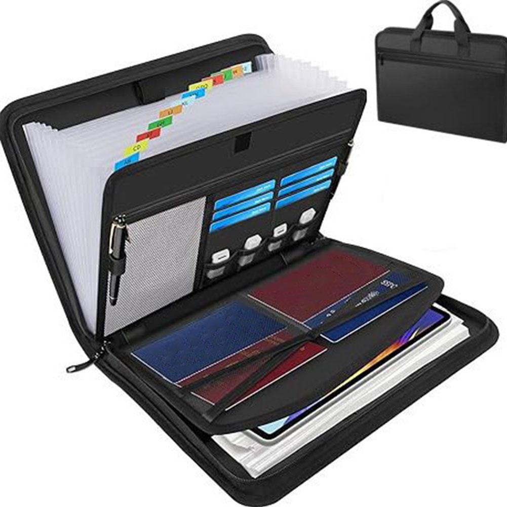 File Folder, Large Capacity A4 Fireproof File Folder with Handle, Expanding Files Organizer with 26 Pockets, Fireproof and Waterproof with Colored Tabs, Accordion Folders Documents