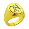 Tungsten Male Men Biker Signet Ring Royal Initial Letter Anniversary Oval Gold H-SZ-9