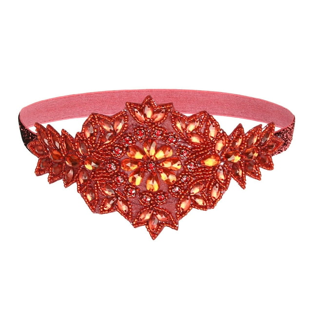 Miangastore Coiffe Charleston Vintage Strass Rouge Foncé 1 Ensemble 8.7x3.9 Po