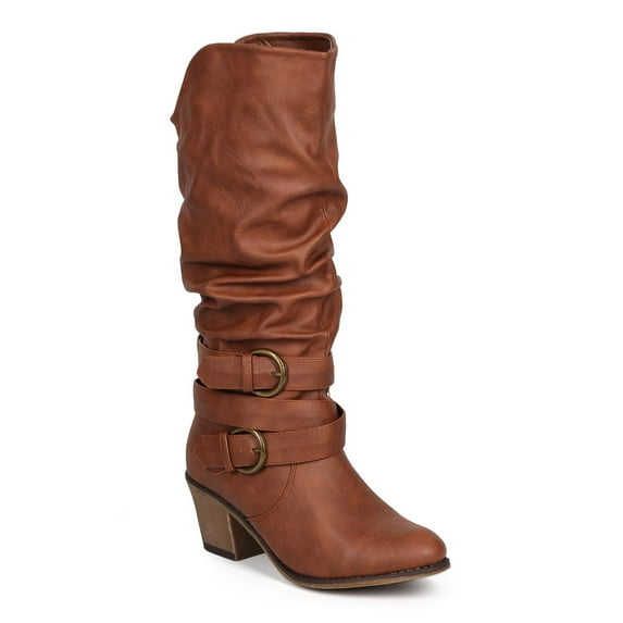 Liliana DA24 Women Distressed Leatherette Slouchy Knee High Buckle Strappy Riding Boot
