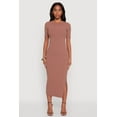 thumbnail image 2 of Womens Ribbed Knit Side Ruch Side Slit Midi Dress, 2 of 4