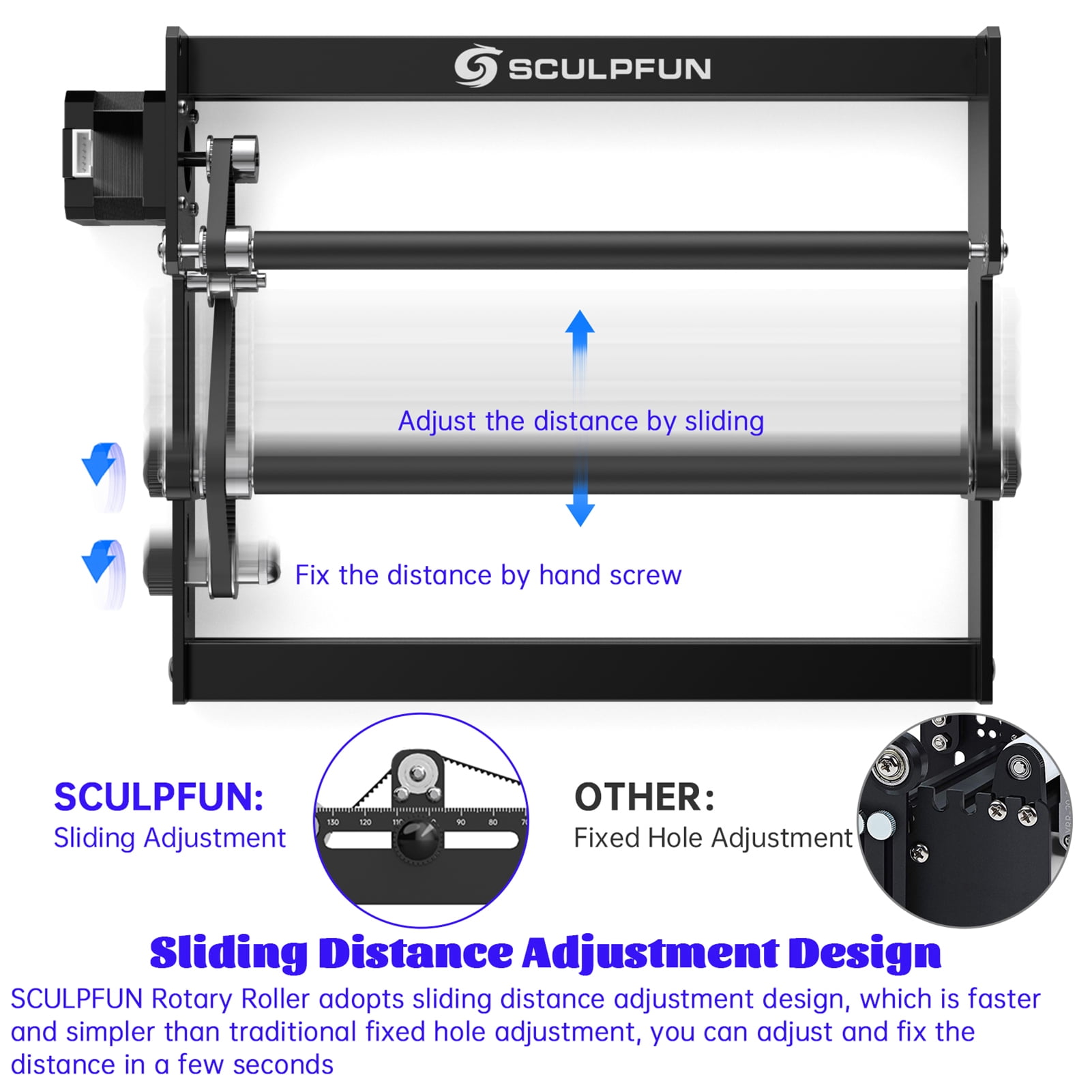 SCULPFUN SCULPFUN Roller Engraver Y-axis Roller 360° Rotating for 6-150mm Different Engraving Diameter for Engraving Cylindrical Objects Cans
