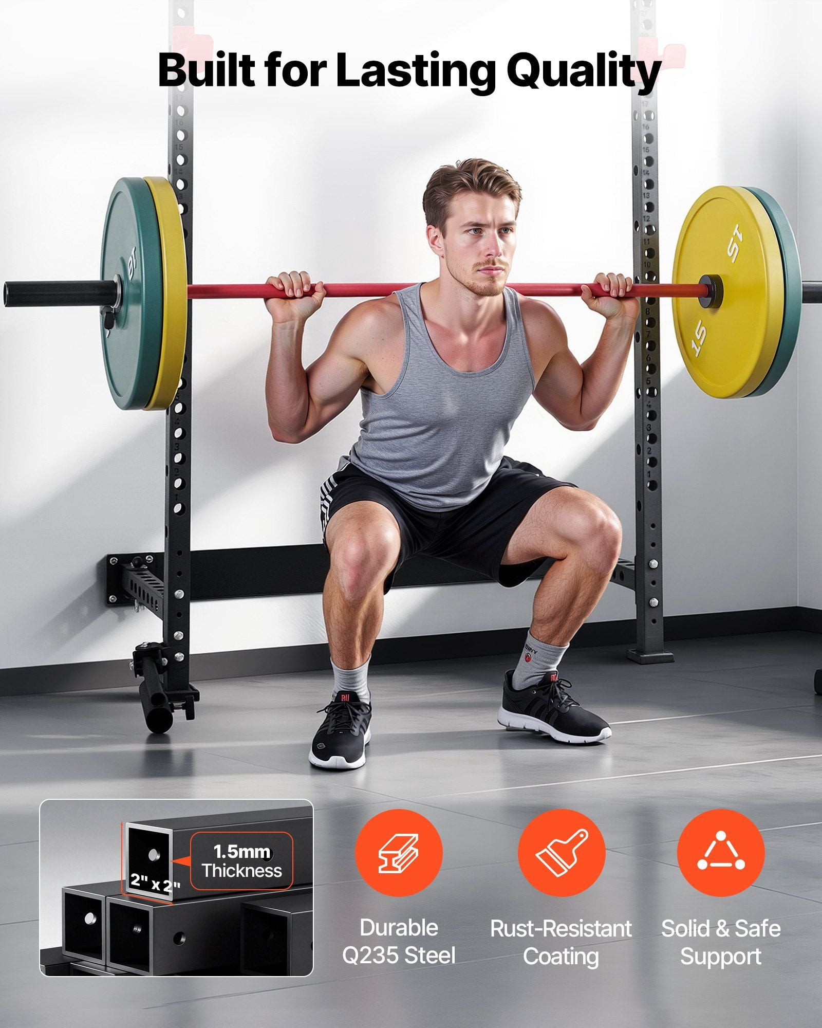 Folding Wall Cage, 1000lb, Landmine, J-Hooks, Pull-Up Bar for Home