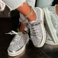 thumbnail image 5 of Silver Comfortable Flat Shoes For Women With Shiny Thick Bottom And Sequined Design Solid Color For Versatile Style, 5 of 9