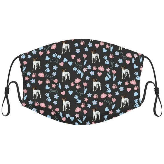 Cute RAT Terrier Dog Graphic Printed Cloth Face Masks Reusable Washable Adjustable for Adults (1 PCS)