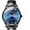 blue black leather, variant on Men Analog Fashion Rhinestone Automatic Self-Winding Mechanical Stainless Steel/Leather Band Business Wrist Watch Luminous