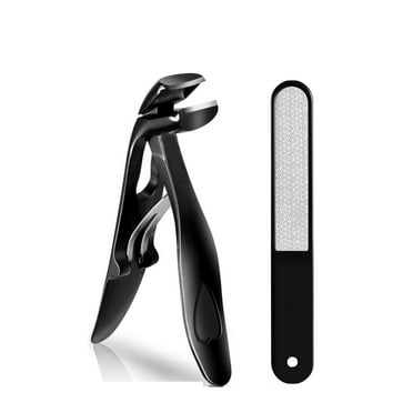 GoXteam Nail Clippers for Seniors, Angled Head Ergonomic Toenail Clipper for Thick Nails, Premium Steel Nail Cutter Trimmer with Catcher for Men and Women