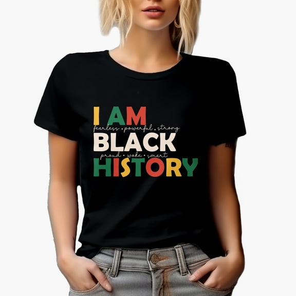 I Am Black History, African-American Gift, Black T-Shirt, Small