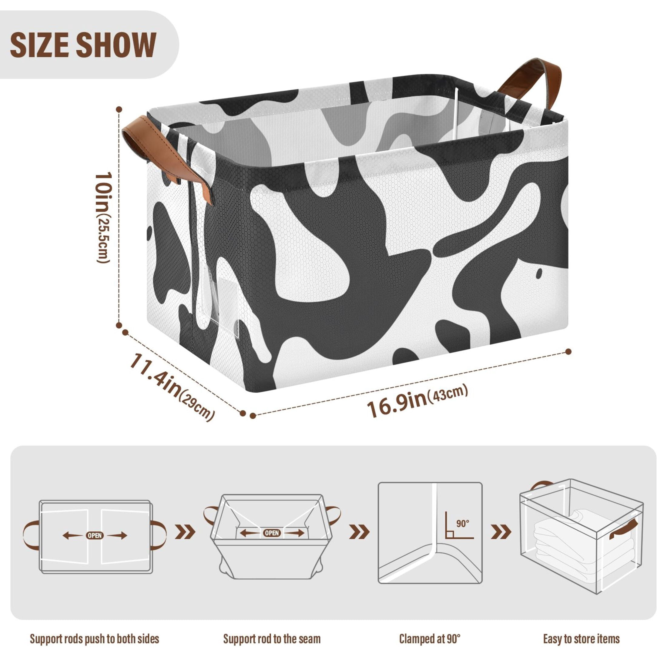 Ryvnso Black and White Graffiti Storage Bins Large Basket Foldable Cube Toys Organizer with Handles 2 PCs