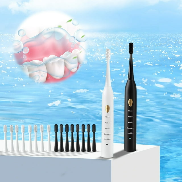 Fiudx Cepillo de Dientes Eléctrico, 5 Modos de Limpieza, Ipx7 Resistente Al Agua, 8 Cabezales, Tecnología de Limpieza Profunda, Carga Usb, Batería de Larga Duración, Apto para Adultos, Ideal para Via