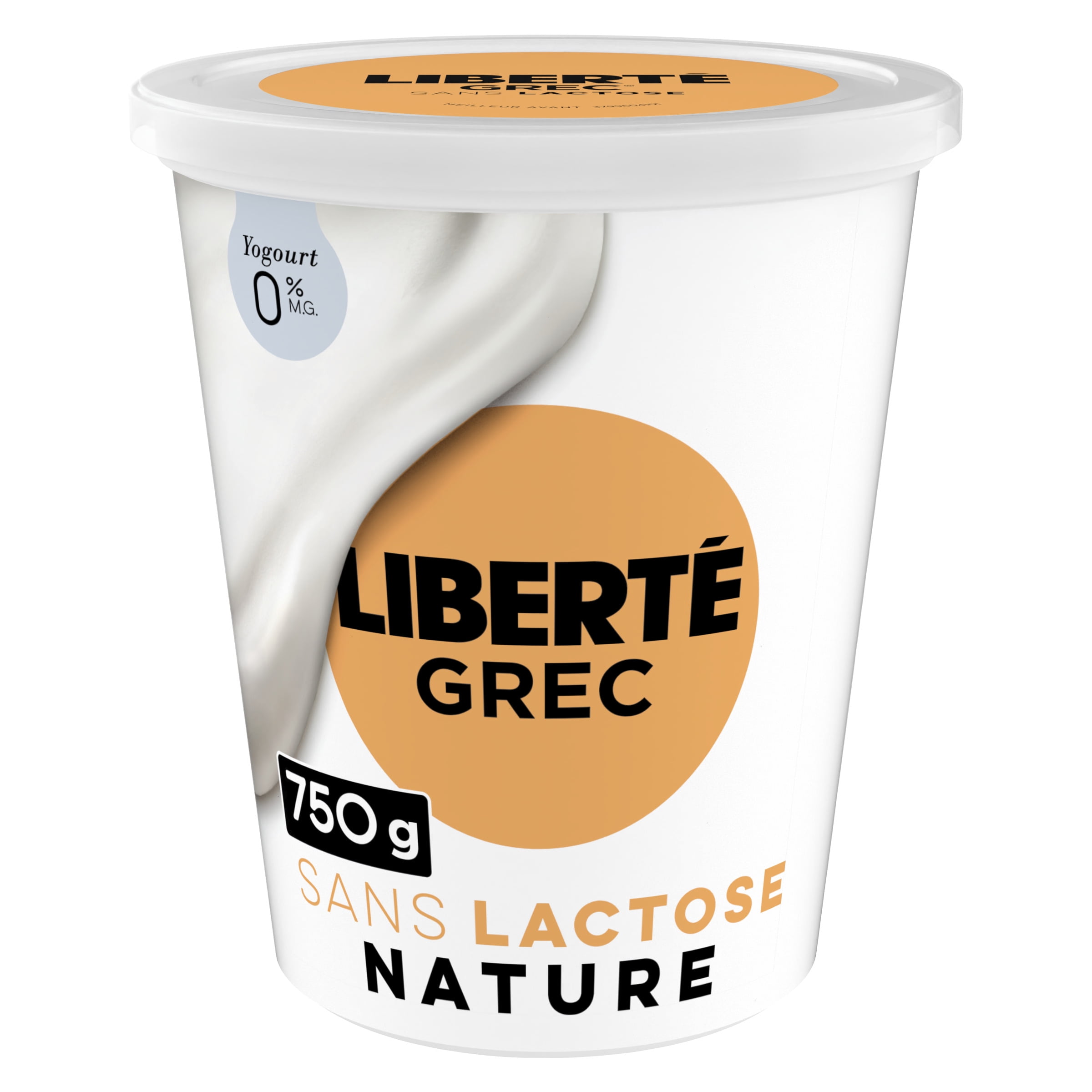 Liberté Grec Yogourt 0 % Sans lactose, Nature, Teneur élevée en protéines, 750 g 750g