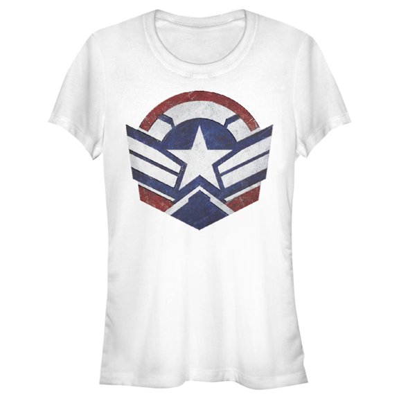 Junior's Marvel The Falcon and the Winter Soldier Captain America New Shield Graphic Tee White Large