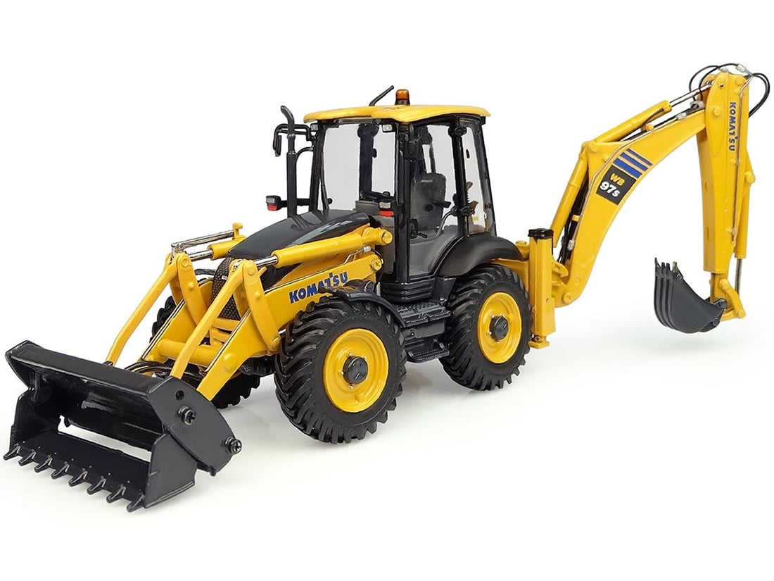 新品 コマツ 1/50 ホイールローダ E8015 WB97S KOMATSU Komatsu WB97S-8 Backhoe Loader Yellow 1/50 Diecast Model by