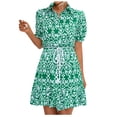 thumbnail image 1 of EQWLJWE Robes d'Été pour Femmes 2023 Mode Féminine Décontractée Imprimé Chemise à Boutons à Lacets Manches Courtes, 1 of 7