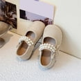 thumbnail image 5 of Bxsruta Toddler Girl Shoes Mary Janes Pearl Beaded Flat Dress Shoes for Kids, 5 of 5
