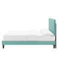 thumbnail image 5 of Platform Bed Frame, Queen Size, Blue, Velvet, Modern Contemporary, Bedroom Master Guest Suite Room, 5 of 10