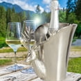 thumbnail image 4 of Luxury Stag Head Champagne Bucket, Asymmetrical Flared Opening, Hand Cast, Silver Aluminum, Gleaming Polish, 9 Inches, 4 of 8