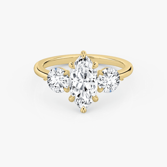1.50 CTW Marquise Cut Lab Grown Diamond Engagement Ring Three Stone 14k Gold Women's Wedding Ring