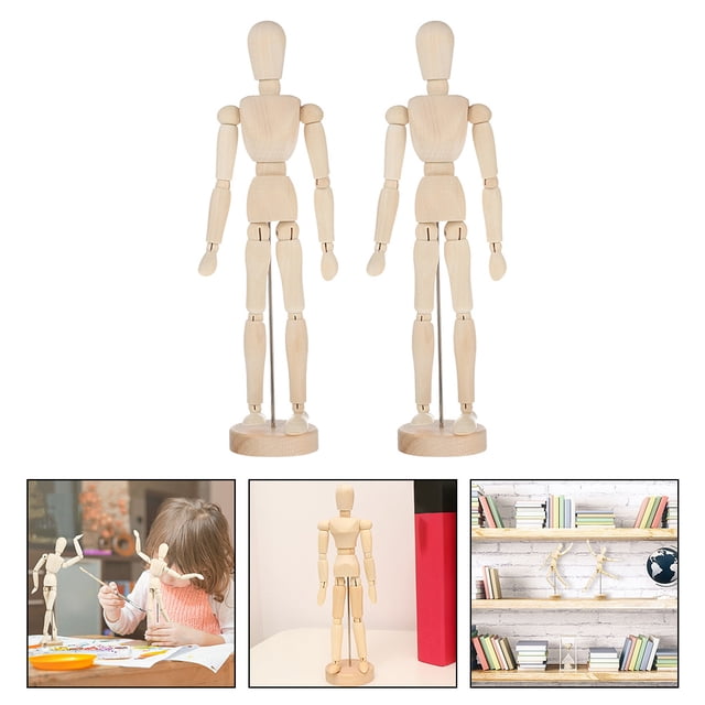 HEATSHAKING 2Pcs Joint Puppet Decor Khaki Articulated Figure for Desktop Adornment and Bar Decor