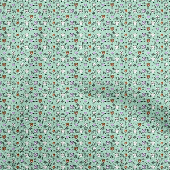 oneOone Georgette Viscose Light Mint Green Fabric Kids Animal Sewing Craft Projects Fabric Prints By Yard 42 Inch Wide