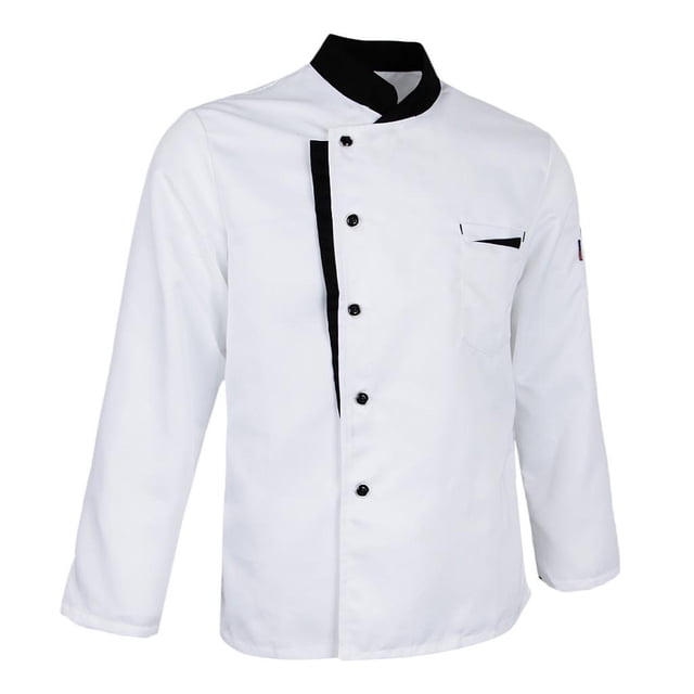 fastboy Long Sleeves Chef Jacket Coat Hotel Waiters Kitchen Uniform Tops White 2XL