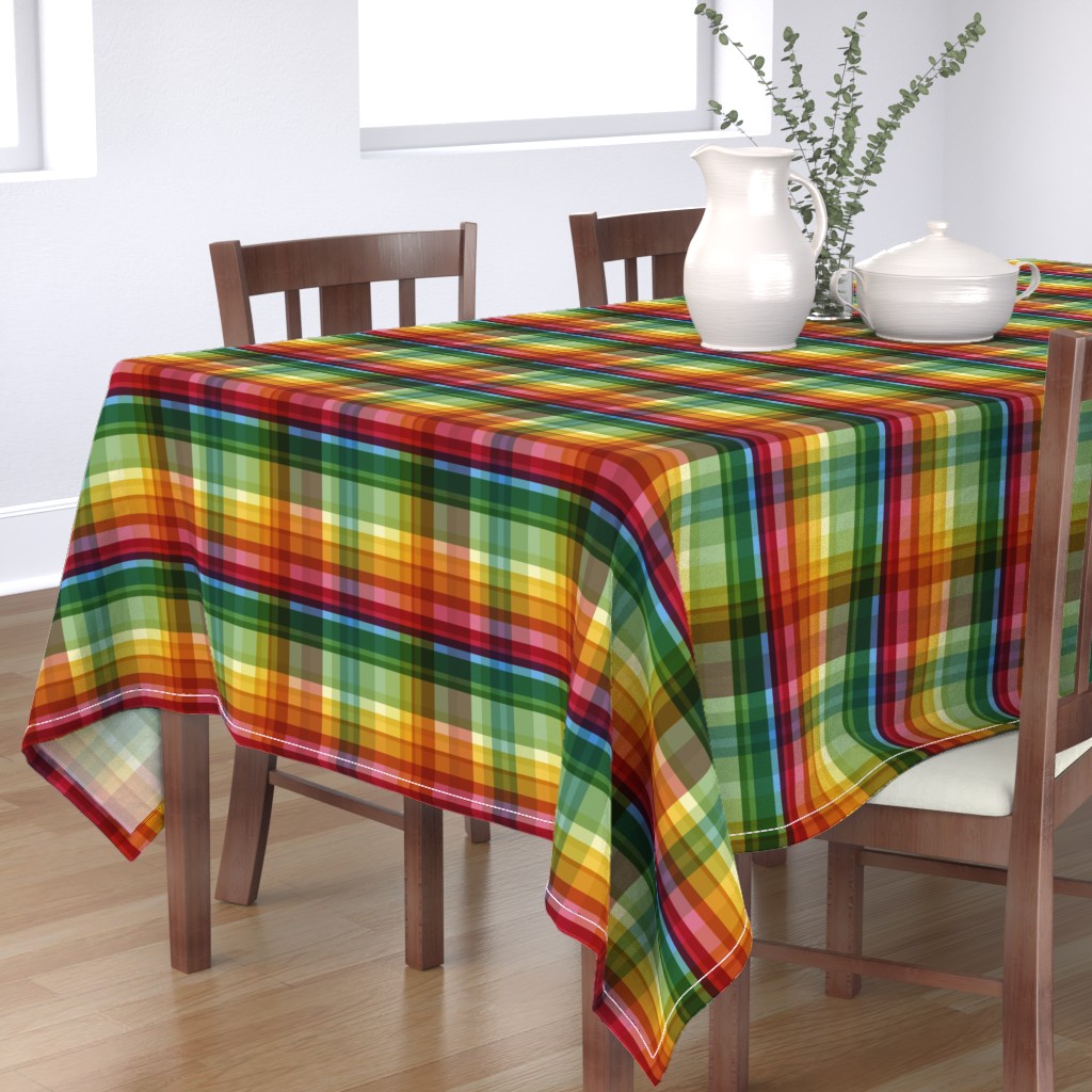 Tablecloth Pride Rainbow Summer Madras Check Tartan Colorful Cotton