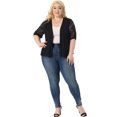 thumbnail image 3 of DARING DIVA Plus Size Lightweight Lace Half Sleeve Open Front Cardigan 1X Black, 3 of 6
