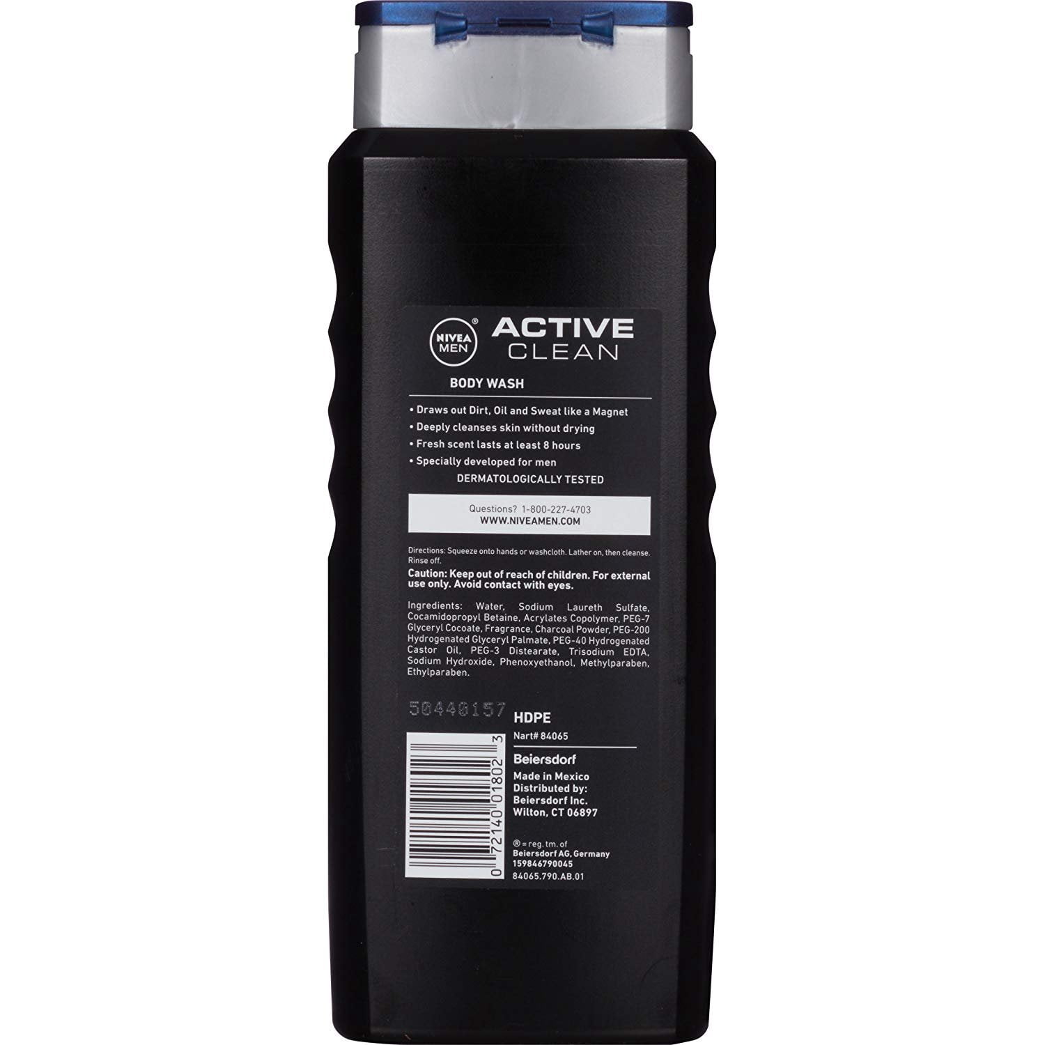 NIVEA FOR MEN Body Wash Active Clean 16.9 oz (Pack of 3)