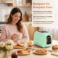thumbnail image 6 of Mecity Smart Touch Screen Toaster 2 Slice, Retro Wide Slot Stainless Steel Toaster with 6 Browning Levels, Reheat & Defrost, for Bagel, Toast, Bread, Removable Crumb Tray, Green, 6 of 8