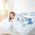 thumbnail image 5 of Manfei Blue Seashell Starfish Bedding Comforter Set for Girls Kids, Princess Bow Full Bedding Set, Reversible 7-Piece, 5 of 6