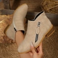 thumbnail image 2 of KEGIRLOM Women's Fashion Casual Versatile Sweet Cool Short Boots Side Zipper Thick Heel Pointed Boots Thick Heel Mid-Calf Boots Khaki 8.5, 2 of 9