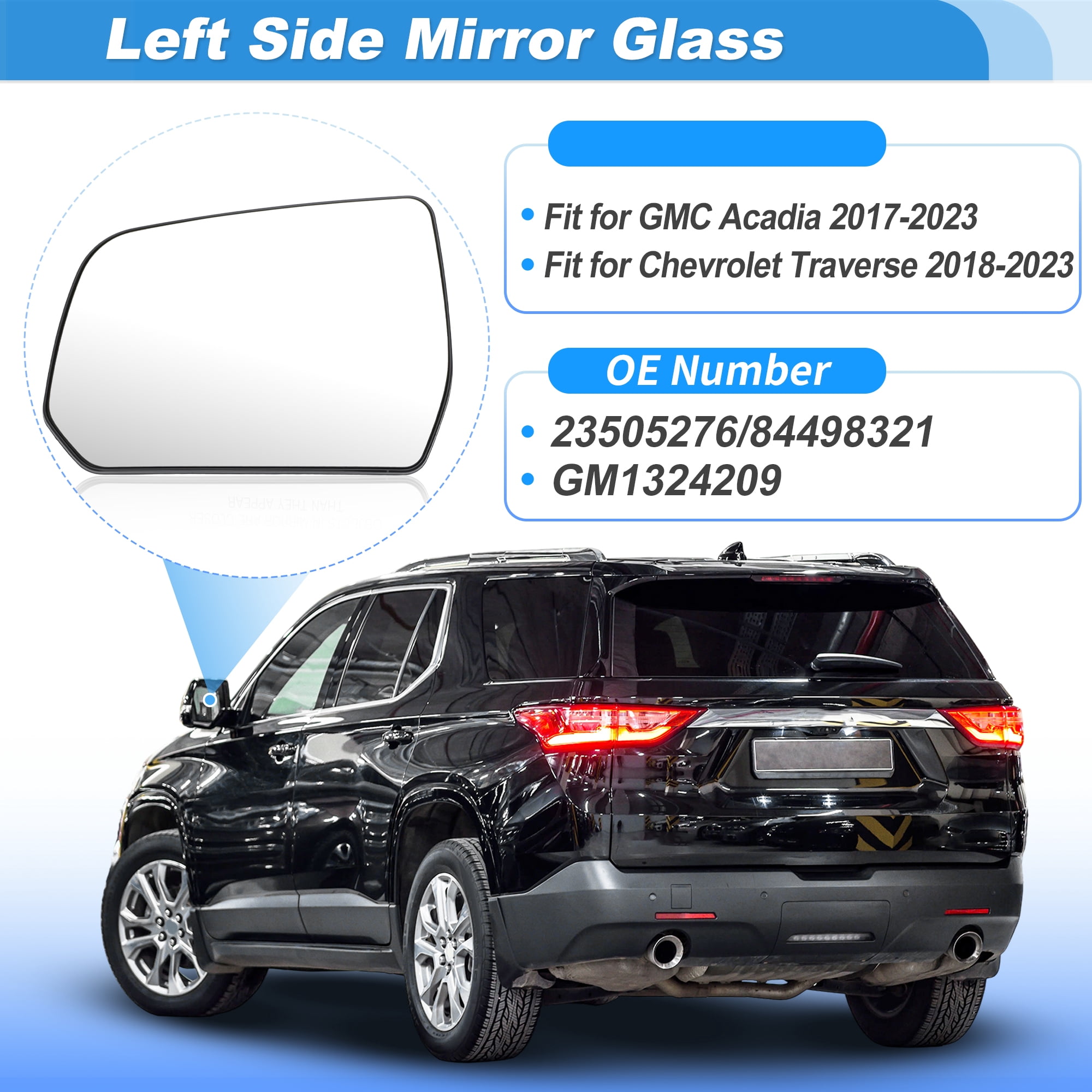 Unique Bargains Heated Mirror Glass for GMC Acadia for Chevrolet Traverse Left Side