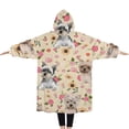 thumbnail image 2 of Oversized Wearable Blanket Hoodie,Yorkie with Pioneer Flower Sherpa Blanket Hoodie with Super Pockets,Super Warm Fuzzy Pullover for Women & Men, 2 of 6