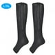 thumbnail image 1 of 1 par de medias de compresión con cremallera hasta media pantorrilla, polainas delgadas, calcetines elásticos con punta abierta (negro l XL), 1 of 12