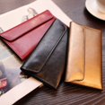 thumbnail image 2 of Cartera larga de marca europea y americana para mujer, de piel auténtica, con hebilla, sencilla, de piel de vaca, para negocios, fina, tarjetero, moderna, 2 of 6