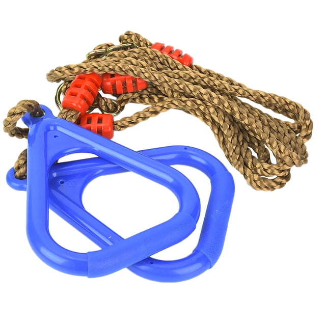 Par de columpios de plástico ajustables para niños, para gimnasio, fitness, deportes, aros colgantes con cuerda azul