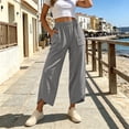 thumbnail image 6 of VBVC Women's Elastic Waist Curved Hem Pants , Casual Stretchy Joggers For Women , Ladies' Wide Leg Trousers with Pockets, S-2XL, 6 of 6