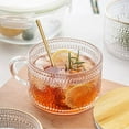 thumbnail image 6 of TINANA Vintage Coffee Mugs: 4 pack Clear Embossed Glass Cups, 14oz Overnight Oats Containers with Bamboo Lids and Spoons, Cute Coffee Bar Accessories, Iced Coffee Glasses, 6 of 7