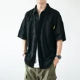 thumbnail image 3 of Camisa de hombre estética vintage verde camisas para hombre manga corta ropa cargo social xxl trendyol moda 2024 con cuello normal, 3 of 5