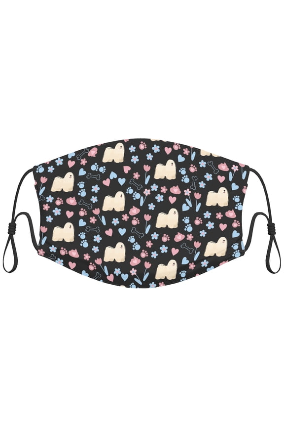 Cute Hungarian Shepherd Dog Graphic Printed Cloth Face Masks Reusable Washable Adjustable for Adults (1 PCS)