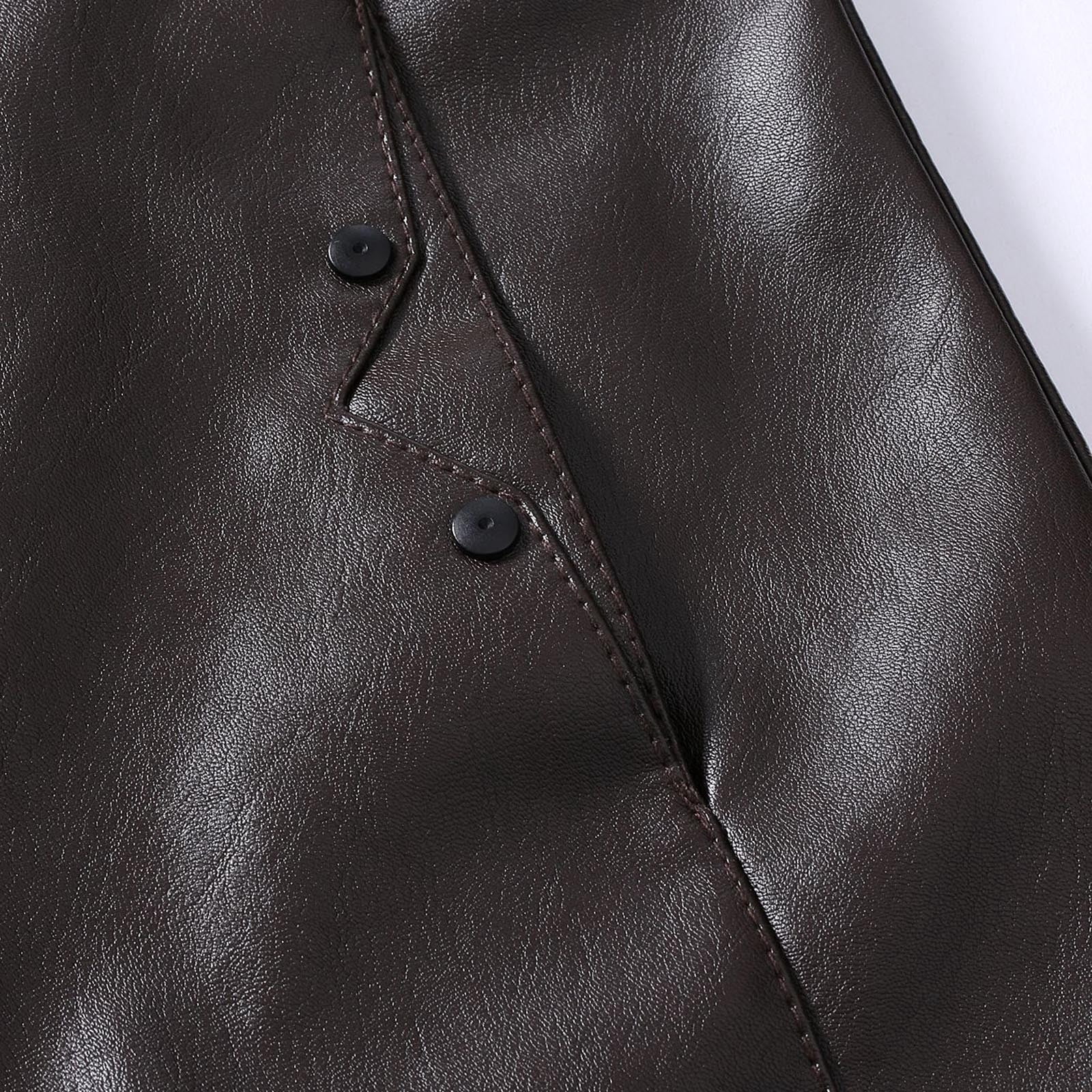 tklpehg Mens Jackets Warm Thick Leather Jacket Zipper Stand-up Collar Vintage Jacket Comfy Loose Long Sleeve Retro Casual Winter Warm Jacket Outerwear (Coffee,XL)