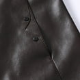 thumbnail image 3 of IROINNID Men's Long Sleeve Faux Leather Stand Collar Short Jacket Solid Color Comfy Warm Fit Thick Leather Long Jacket Pocket Fit Top Coat, 3 of 5