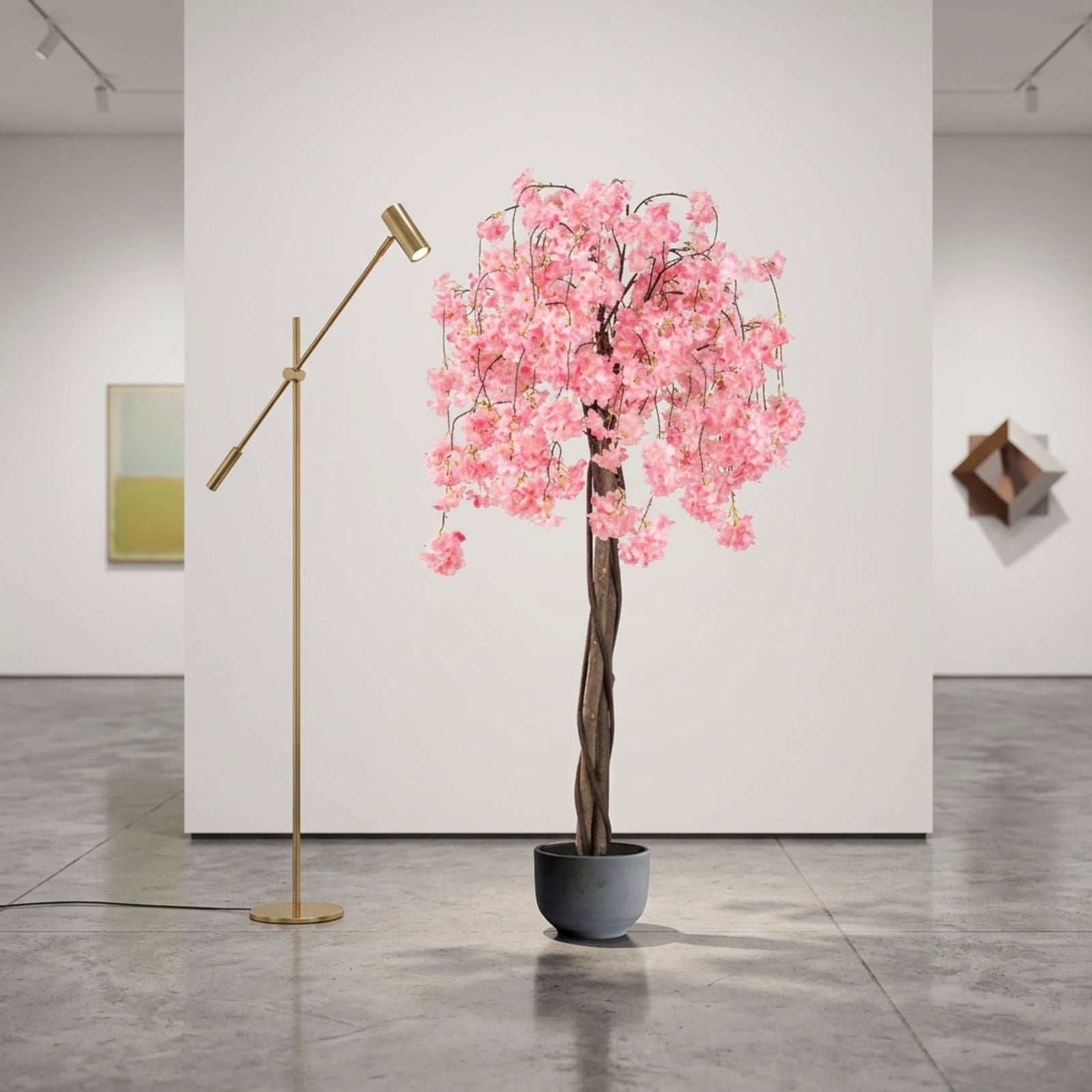 Vebreda Artificial Plant Decor, 5.5 FT Tall Artificial Cherry Blossom Tree with Pink/White Flowers 2 Pack, Realistic and Charming Appearance