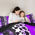 thumbnail image 5 of Castle Fairy Kids Animal Print Patchwork Twin Comforter Sets,Abstract Stripes Bedding Set, 5 of 8