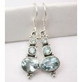 thumbnail image 2 of SilverStarJewel 925 Solid Silver Genuine Faceted Blue Topaz Amazing Traditional Earrings 1.5", 2 of 3