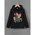 thumbnail image 3 of Christmas Santa Claus Print Boys Girls Kids Casual Creative Fleece Hoodie Pullover Sweatshirts, Hooded Long Sleeve Tops, Children's Trendy Clothing Outdoor, 3 of 9