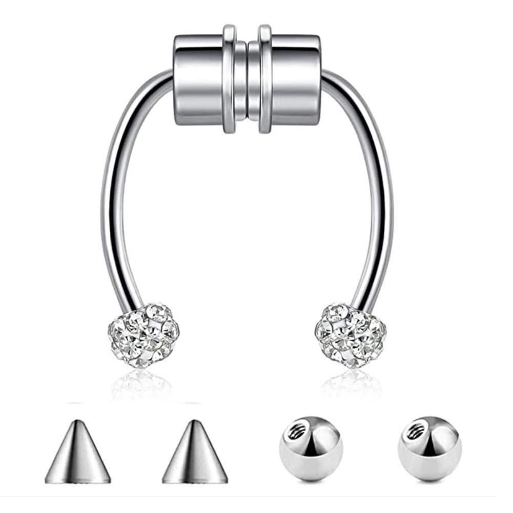Magnetic Horseshoe Nose Rings Steel Faux Septum Rings Fake Piercing Clip On Nose Hoop Rings Gift For Women Girl U0Q6 - image 5 of 9